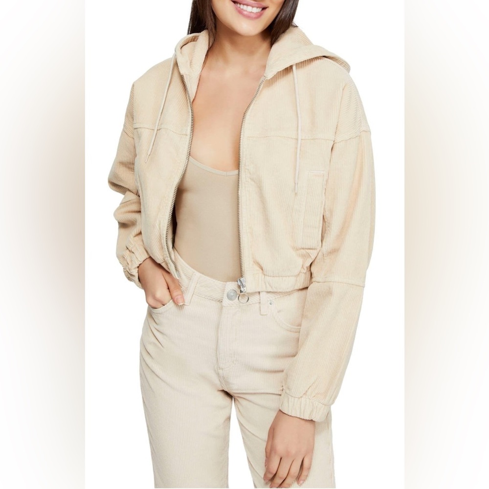 Hooded corduroy jacket